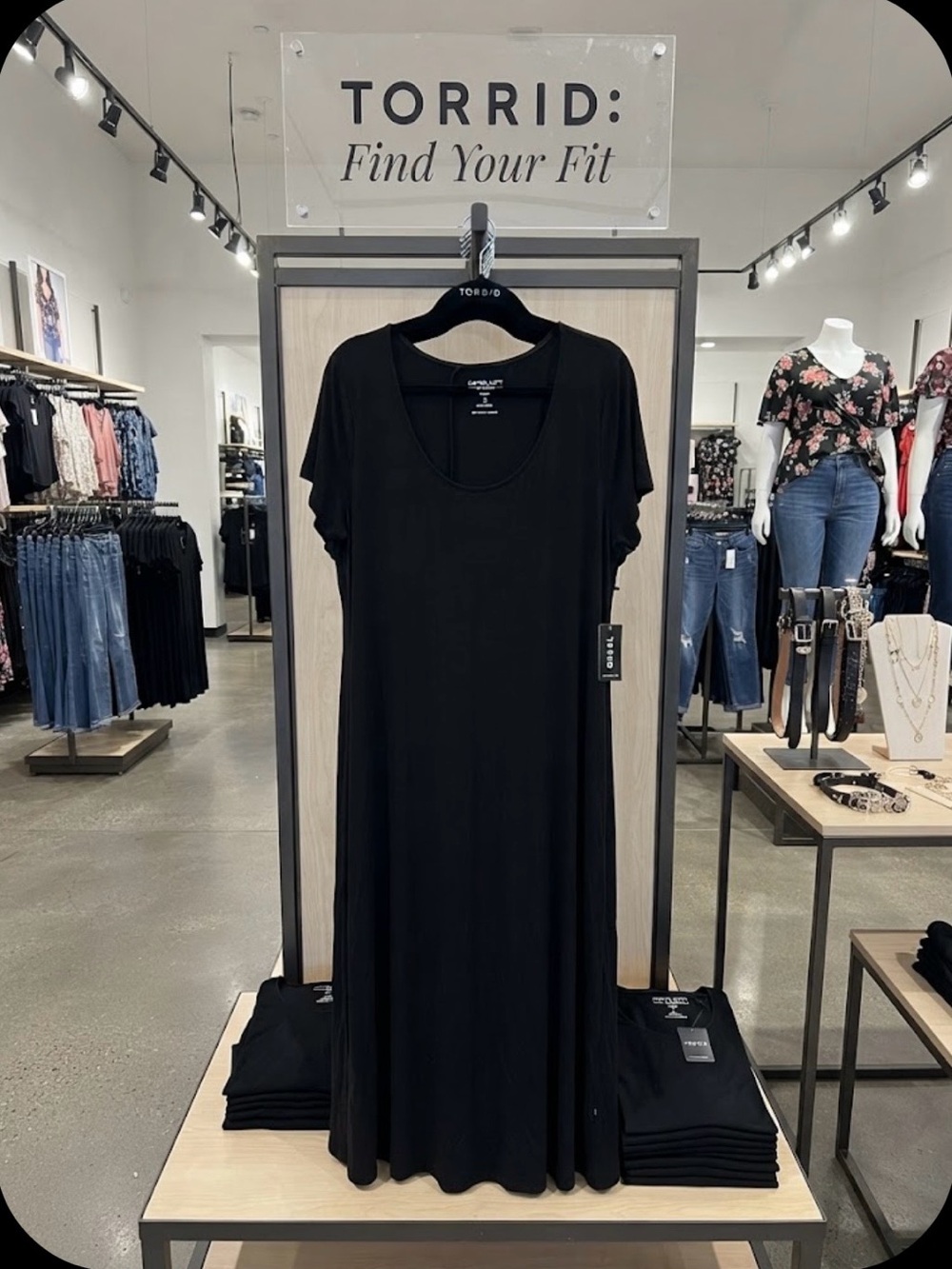 Torrid Black Scoop Neck Super Soft Maxi Tee Dress